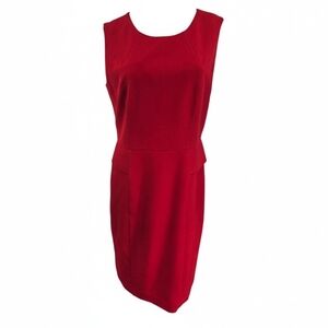 Kasper Size 10 Red Sheath Peplum Dress Sleeveless